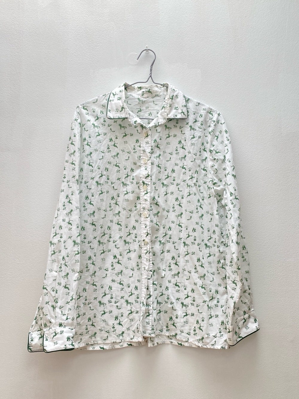Vintage - Original LANZ Salzburg Button-Down Shirt with Green Animal Print